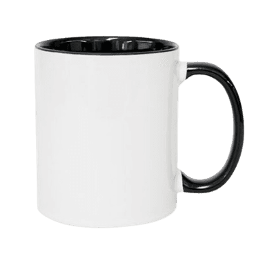 TAZA BLANCA CON ASA E INTERIOR DE COLOR NEGRO