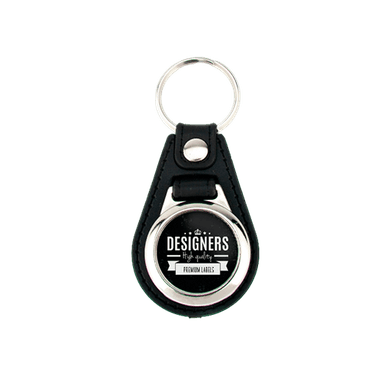 LLAVERO METALICO CON PIEL SINTETICO MD-25N (25MM) NEGRO 100 PZ