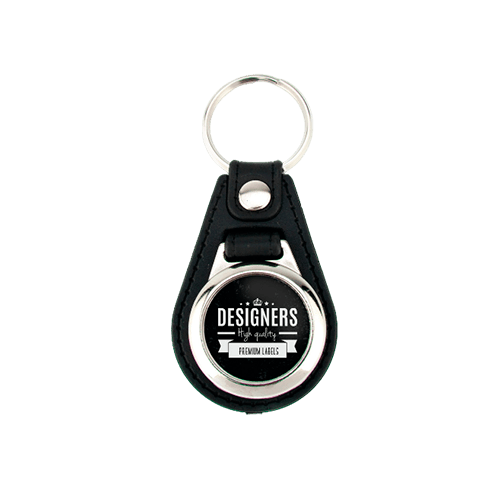 LLAVERO METALICO CON PIEL SINTETICO MD-25N (25MM) NEGRO 100 PZ